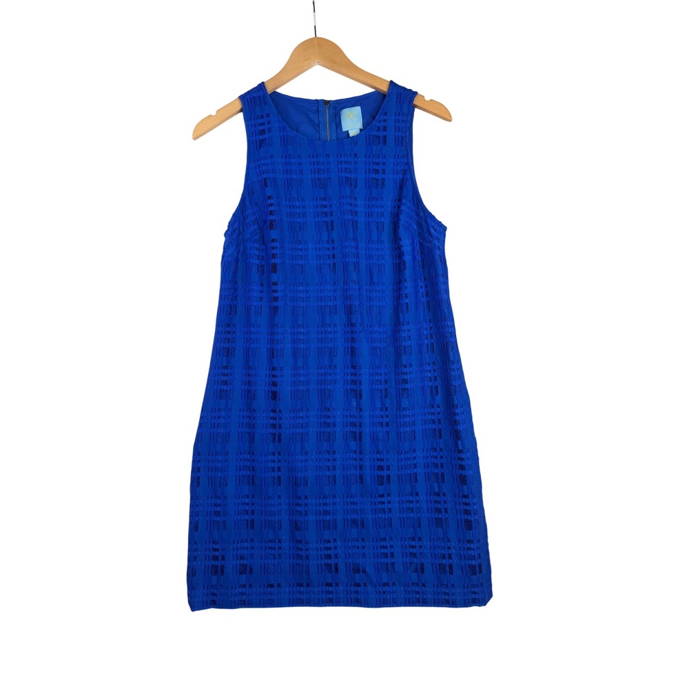 CeCe Arlington Tartan Lace Shift Dress size‎ 6 Blue